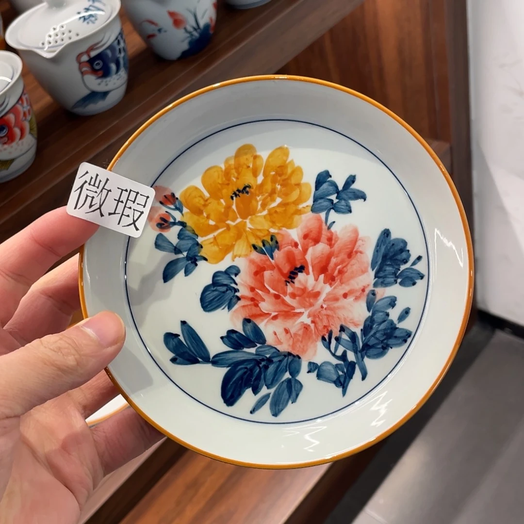 釉下手绘茶具微瑕