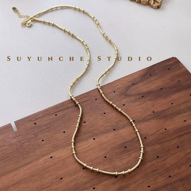铜合金项链 Suyunche2451轻奢小众精致浅金色单项链多款可选