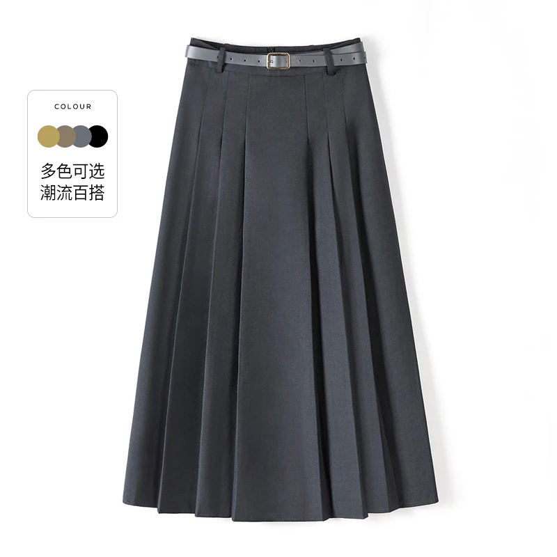 她池2025流光风冬季新款流行女显瘦中长款A字半身裙T33B3561BT