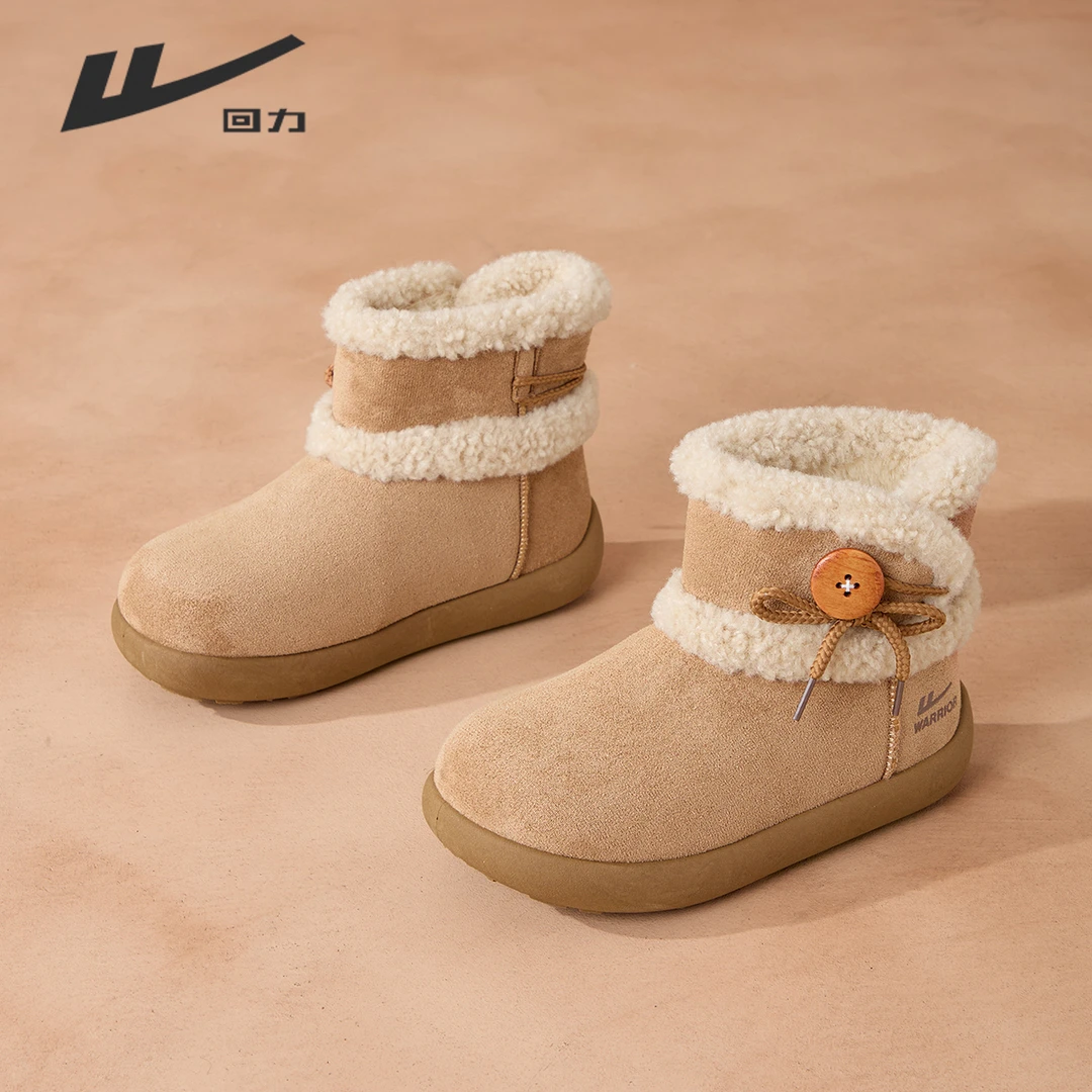 回力雪地靴女2025新款冬季百搭加绒厚底保暖时尚棉鞋女毛毛短靴子