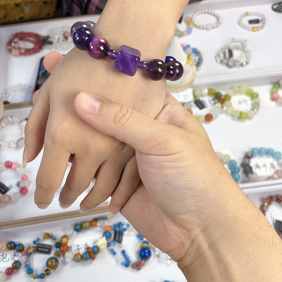 水晶手链银S925镀金镶嵌