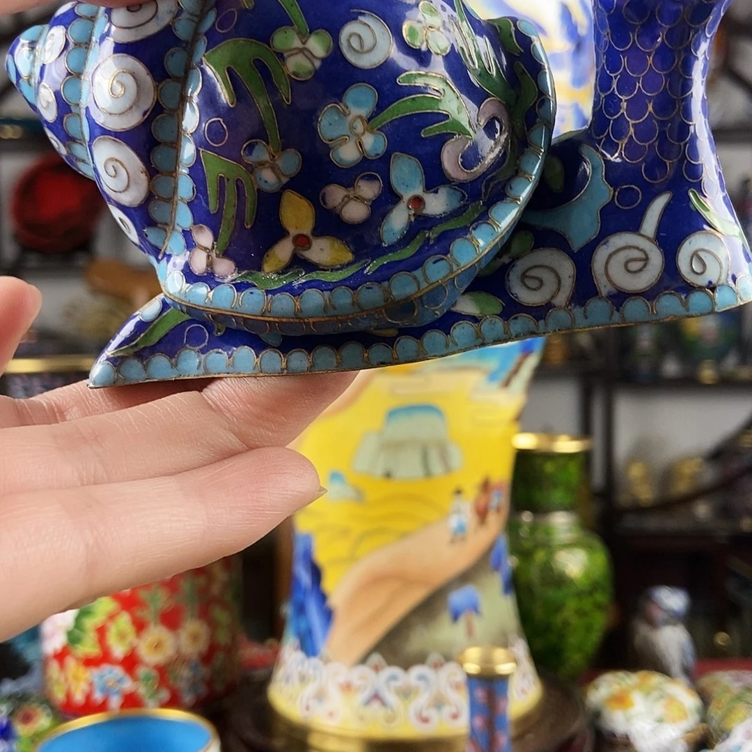四***月铜景泰蓝蜗牛一对