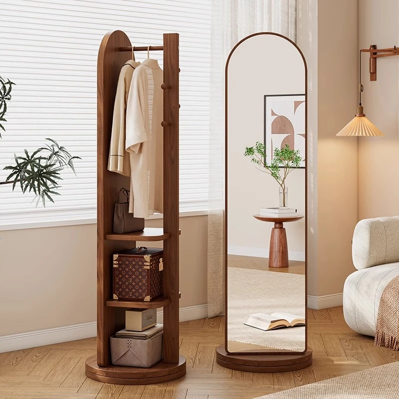 拱形旋转全身镜落地镜家用卧室试衣大镜子移动挂衣帽架一体穿衣镜