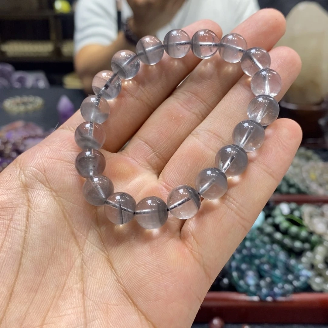 未镶嵌手链水晶J****黑幽灵10mm