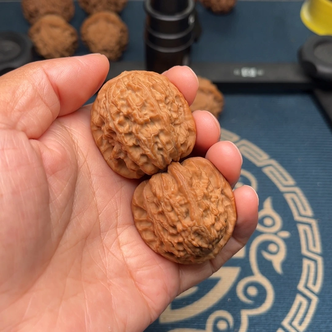 木***心把件文玩核桃白狮子
