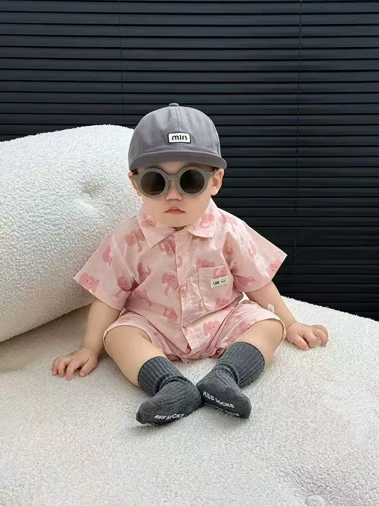 婴儿衣服小象短袖连体衣夏季天装款男女宝宝哈衣小月龄外出服穿搭