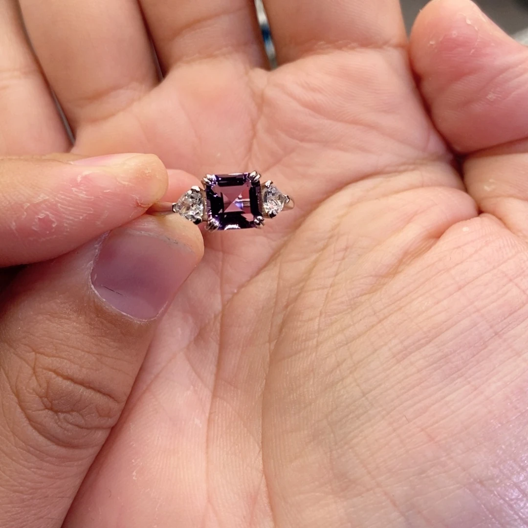 水晶戒指银S925镶嵌樱****子