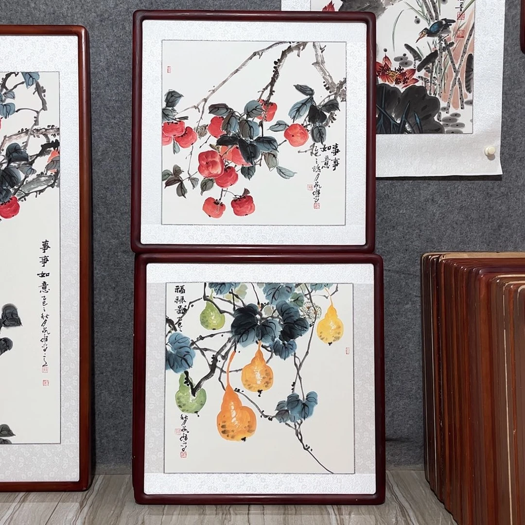 国画书画作品带框63×63