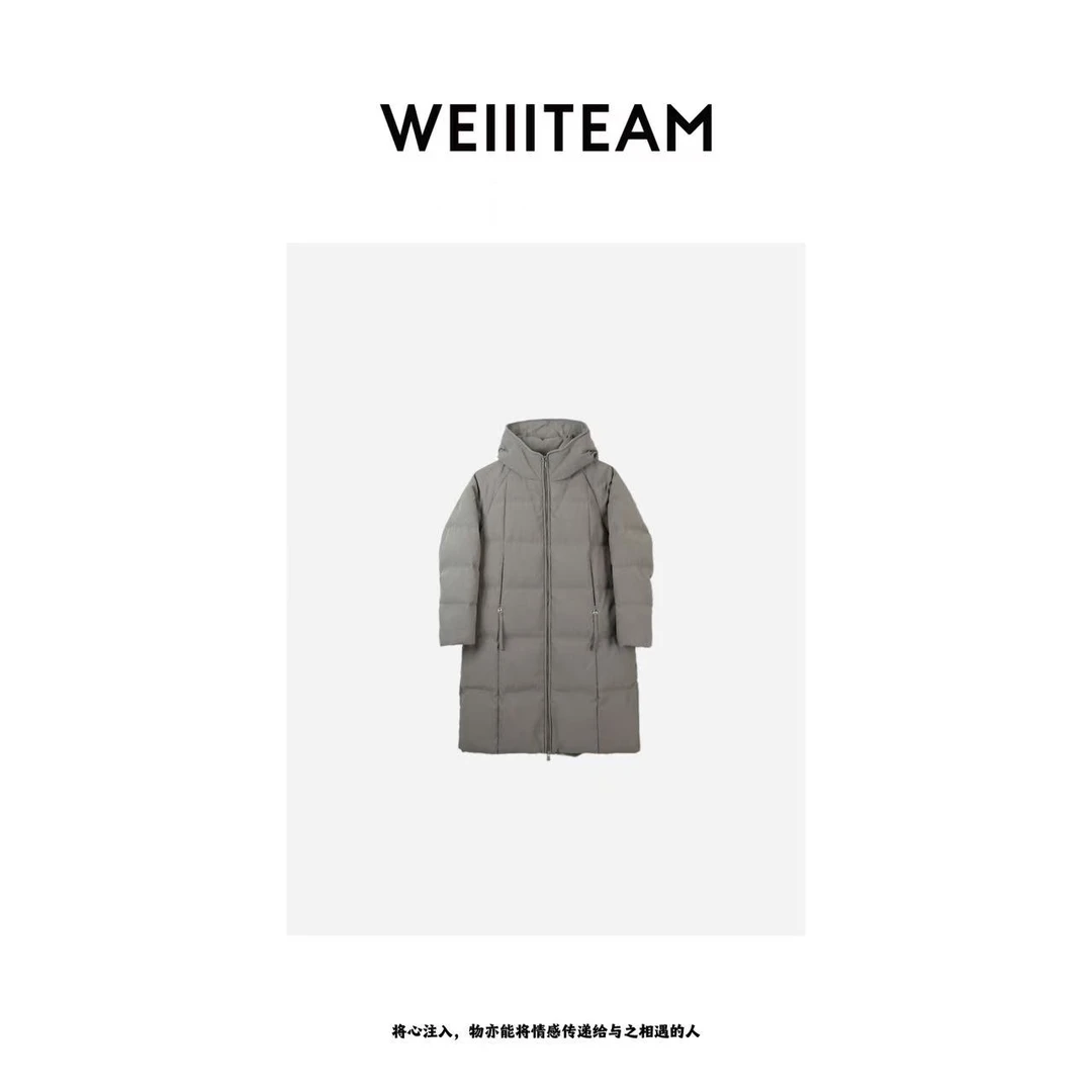 WEIIITEAM “云絮织暖”进口轻薄微皱感面料长款连帽鹅绒服 1746