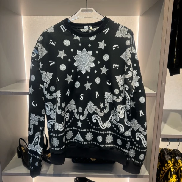 未使用 VERSACE/范思哲 俩周回国/男士巴洛克印花套头卫衣潮流