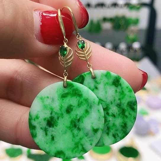 翡翠耳饰18K金镶嵌耳饰