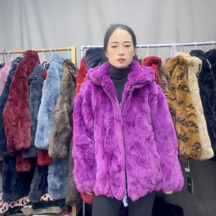 红亮紫色短款连帽xl