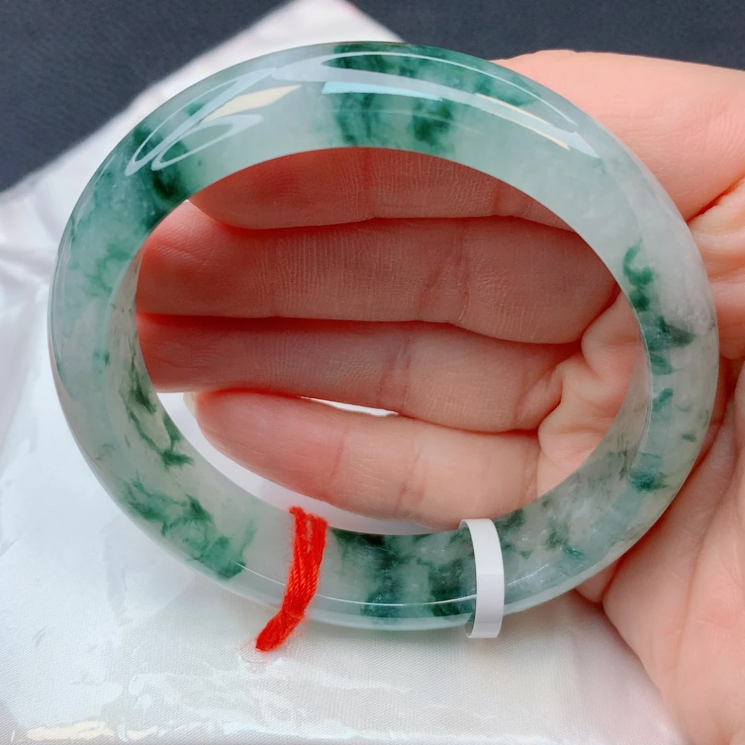 翡翠未镶嵌手镯54-55冰透满天星飘花