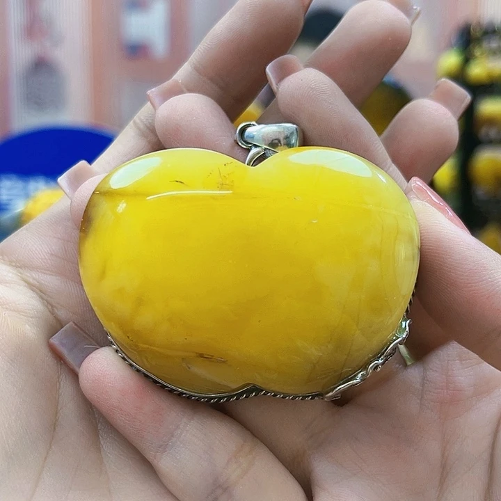 琥珀银S925镶嵌颈饰吊坠