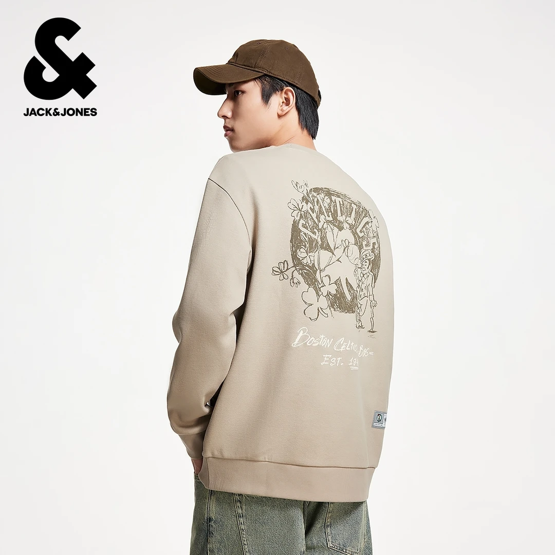 杰克琼斯秋季新款NBA联名凯尔特人队略宽松潮流百搭圆领卫衣男款