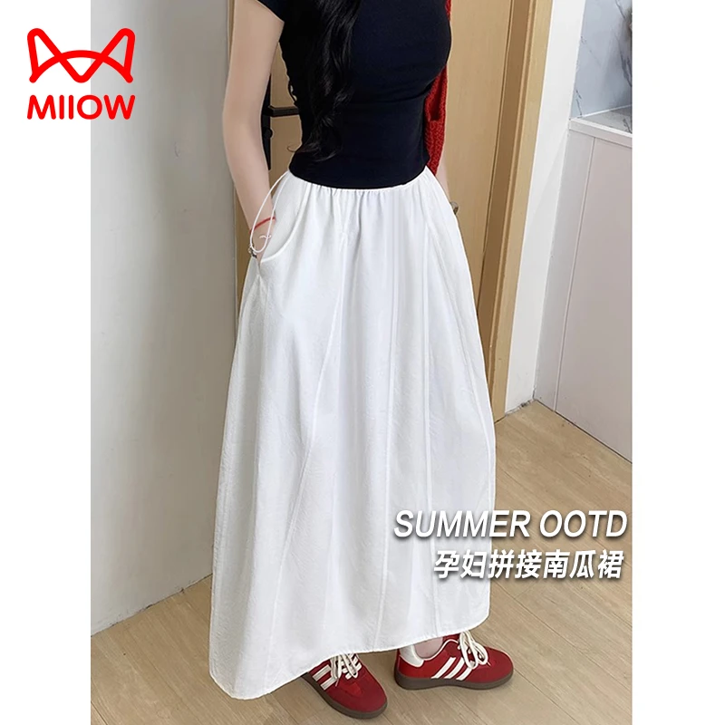 MiiOW/猫人孕妇韩系拼接简约南瓜裙2025夏季新款时尚百搭半身裙