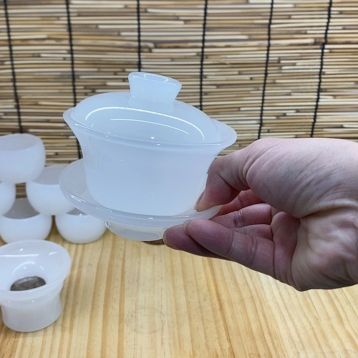 白玉琉璃三才盖碗