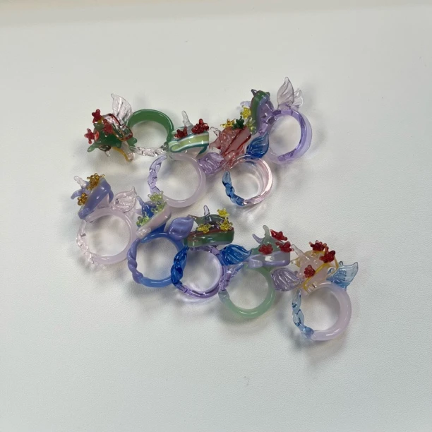 非金属玻璃戒指 小马宝莉琉璃戒指卡通戒指