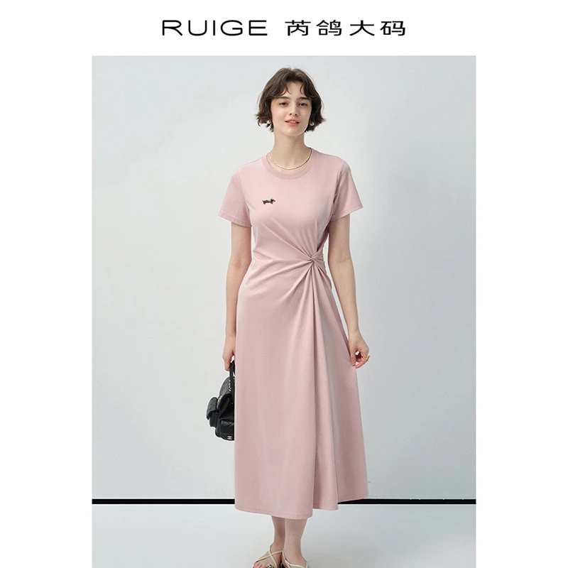 芮鸽微胖定制连衣裙收腰A字长裙女新款夏季微胖法式裙子0920DN