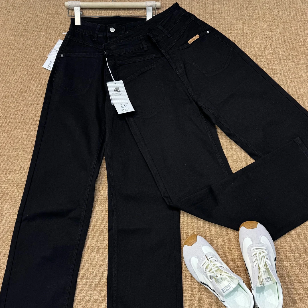 【坦姐严选 实体品质】2025新款黑色窄版显瘦直筒牛仔裤8510