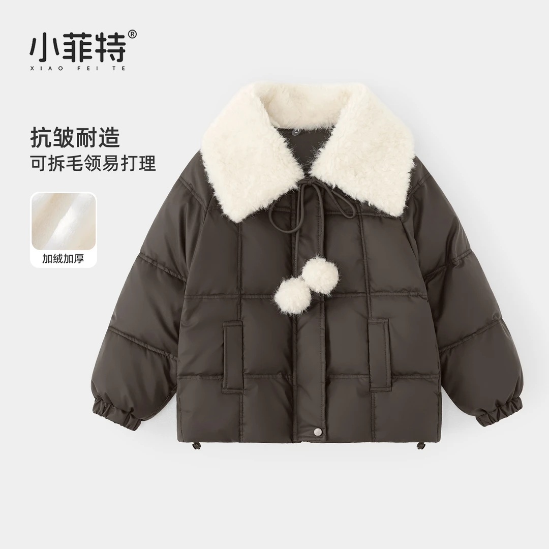 小菲特女童冬加厚保暖外套中大童加厚皮衣儿童休闲棉服BGYD57950