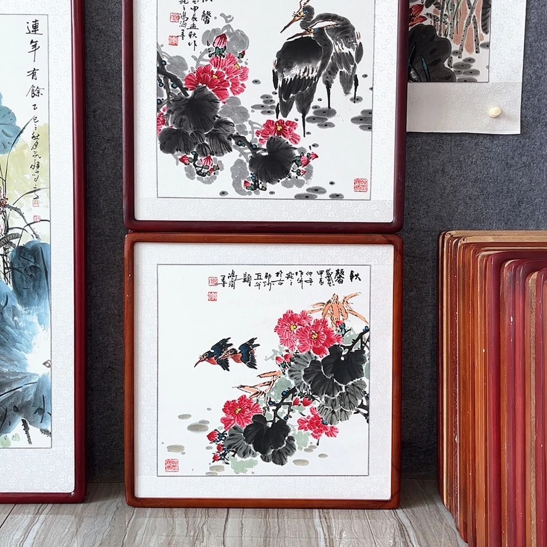 国画书画作品带框63×63