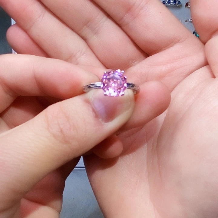 碧玺戒指银S925镶嵌阳****色