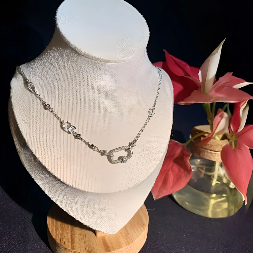 链子925银 素链子925银 回形针万能链s925挂链百搭吊坠链锁骨链