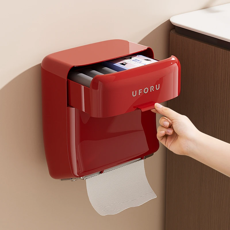 卫生间厕纸盒壁挂式卷纸筒洗脸巾抽纸卫生纸专用置物架厕所纸巾盒