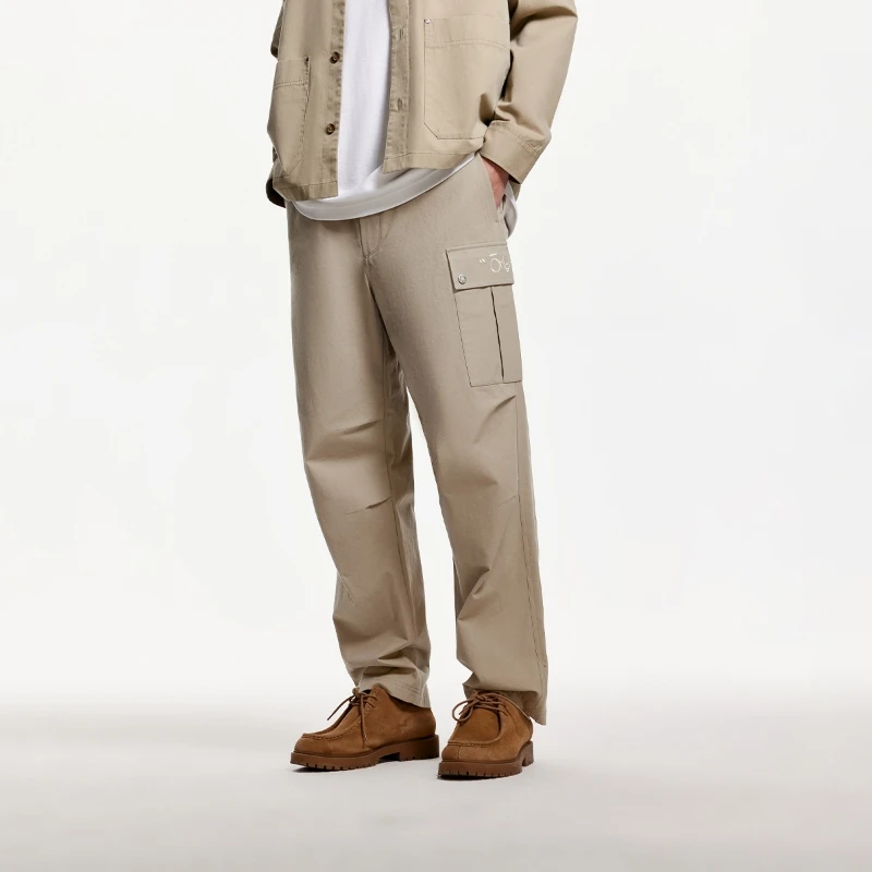 杰克琼斯秋季男士裤子时尚简约流行百搭宽松刺绣休闲裤高级感穿搭