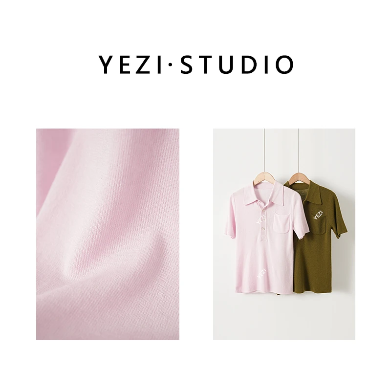 【樱花树下】60支超细羊毛16针粉色POLO毛织短袖25122018