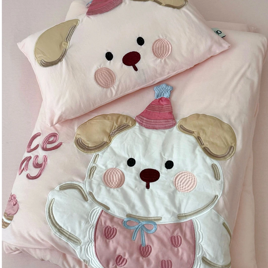 A类全棉针织棉小黑被可拆洗贴布绣大豆被秋冬四季被被子新生儿