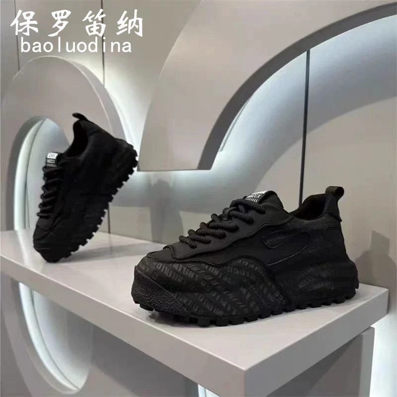 保罗笛纳欧洲站男鞋冬季高级感黑色休闲阿甘鞋大码48运动老爹潮鞋