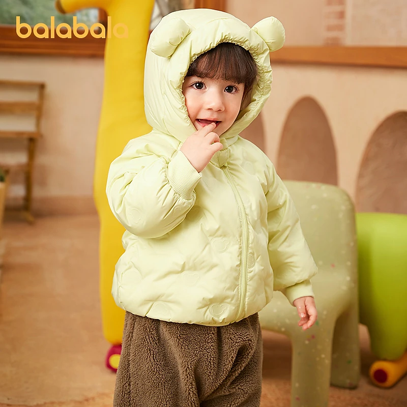 巴拉巴拉童装宝宝羽绒服男童女童连帽外套2025冬装新款小熊上衣萌