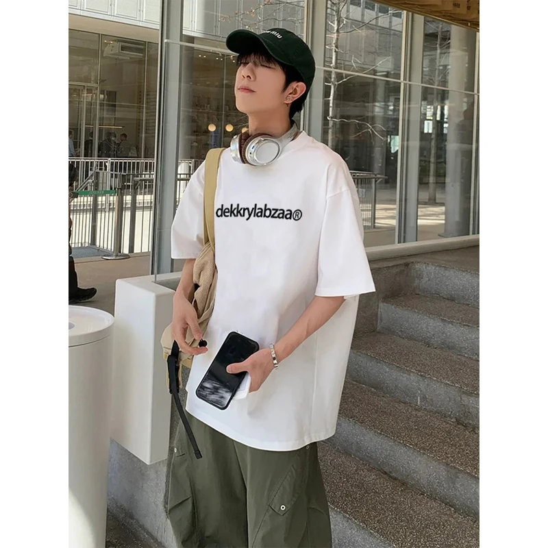 labzaa美式潮牌个性字母印花纯棉短袖T恤男女夏季ins休闲宽松上衣