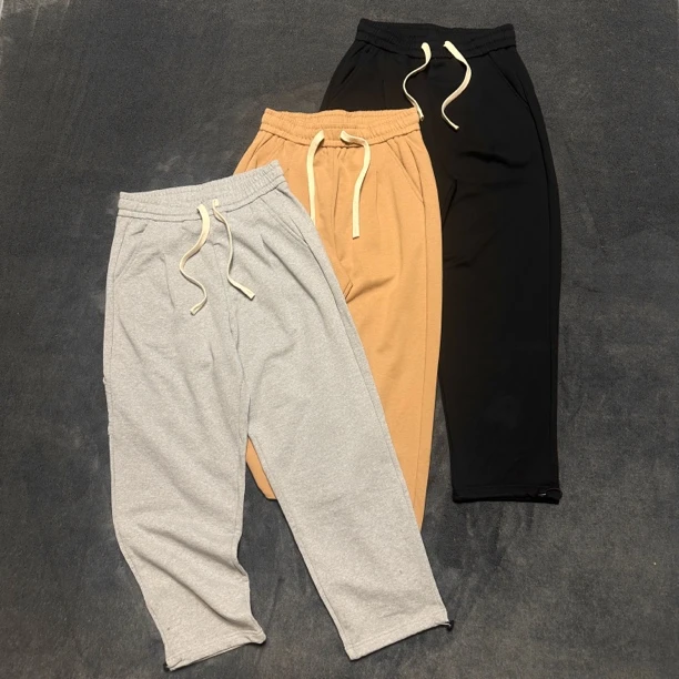 日系复古重磅纯棉工装风直筒裤 可束脚两穿卫裤 男女同款