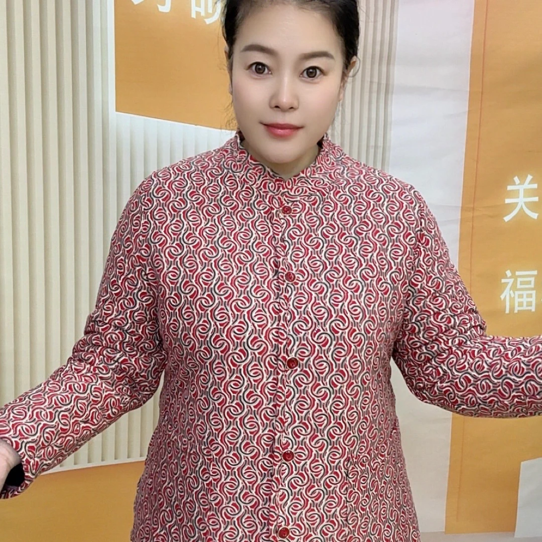 冬季新款加绒加厚仿兔毛大贴片中式立领碎花大弹力棉服保暖