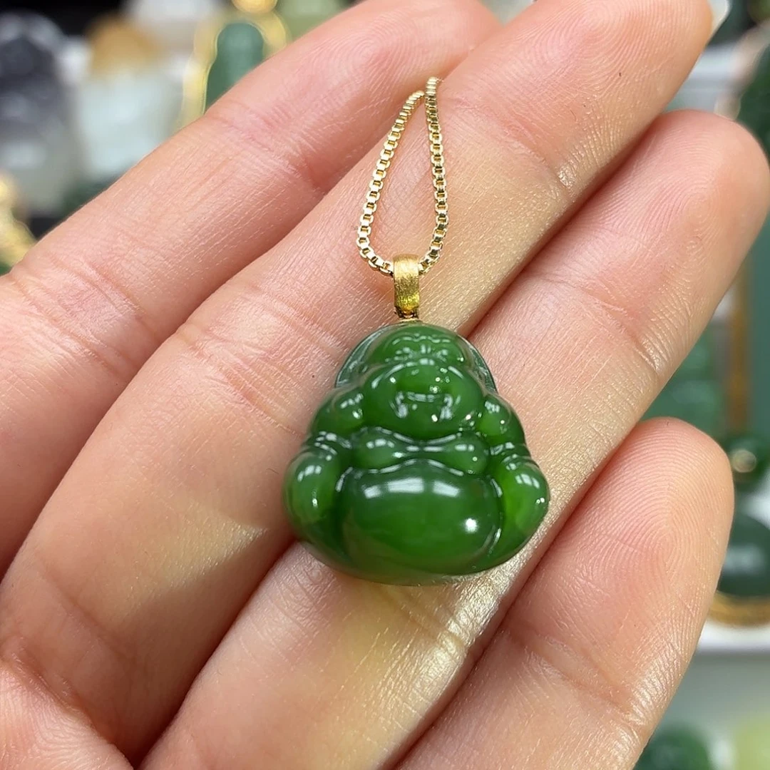 和田玉18K金镶嵌颈饰