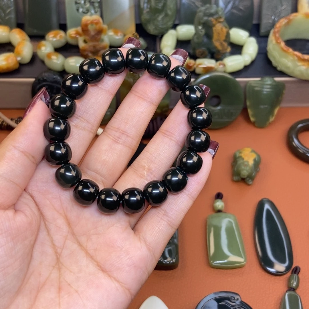 无***道岫岩老玉（透闪石质玉）未镶嵌手串