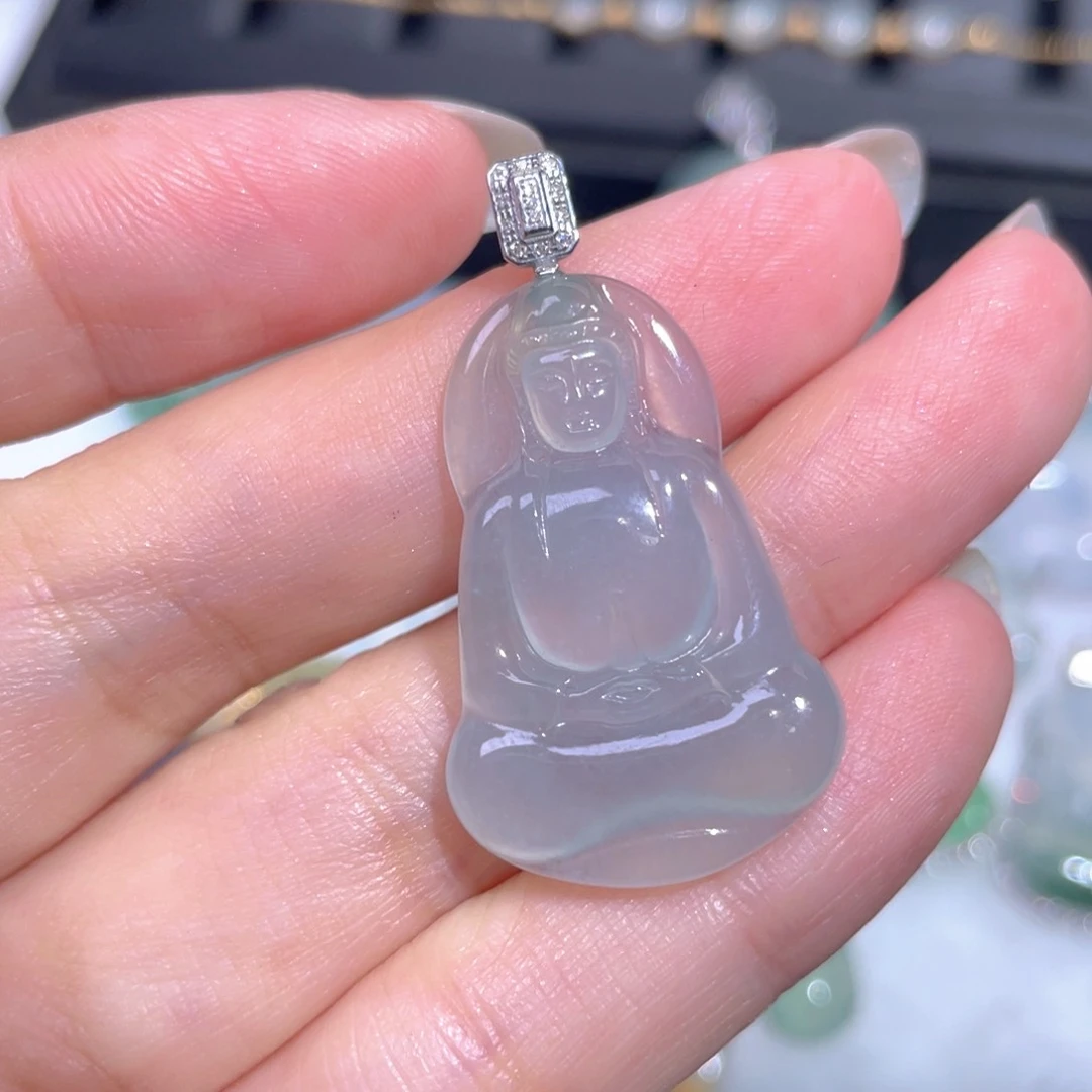 颈饰18K金镶嵌翡翠翡翠