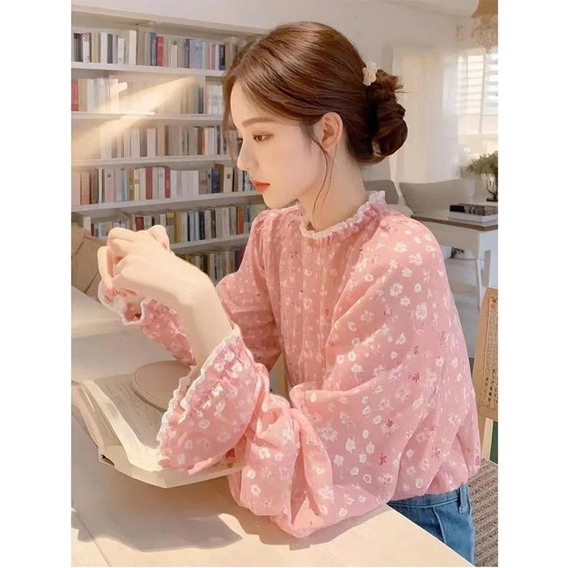 时尚碎花洋气显瘦衬衫女士2025春秋季新款气质设计感百搭长袖上衣