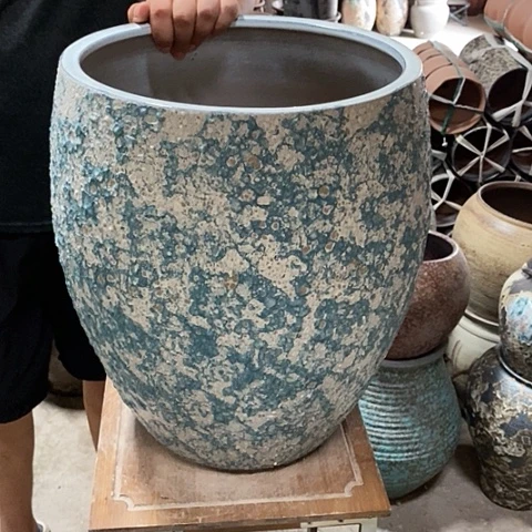 紫砂花盆口33高度42蓝泡