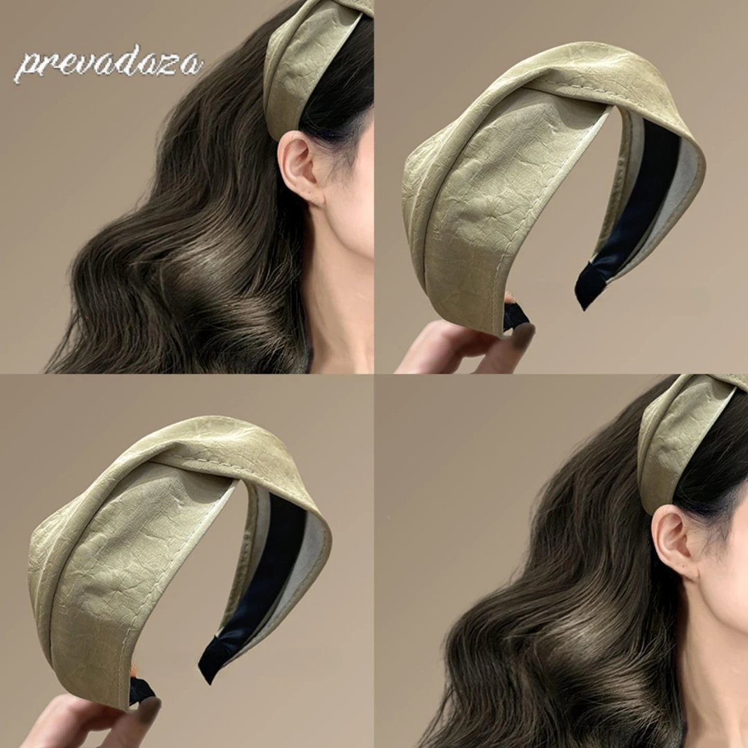 旺角茶餐厅~覆古港风发箍女2025新款皮质交叉高颅顶头箍发带头饰