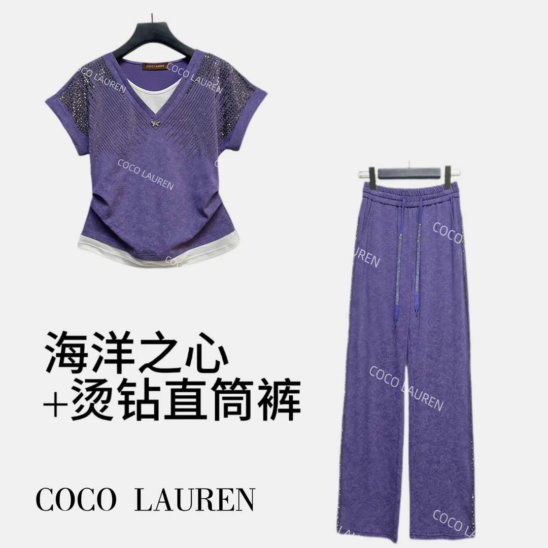 【海洋之心】2025新款紫色轻奢定制时尚百搭、女士休闲套装A21670