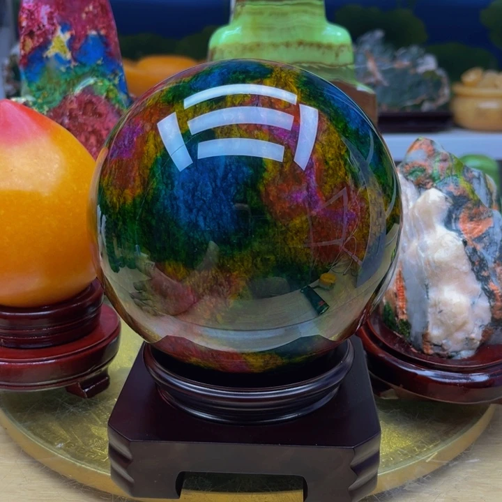 手**云摆件七彩玉