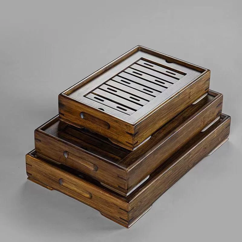 竹制茶盘简约小号功夫茶具茶台储水式长方形 家用中式大号小型