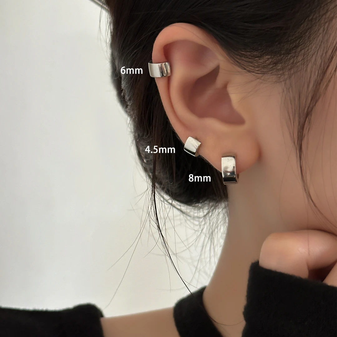 ERBAN/耳伴 925银耳饰 素银宽面简约耳环耳圈耳骨环耳扣耳饰耳钉