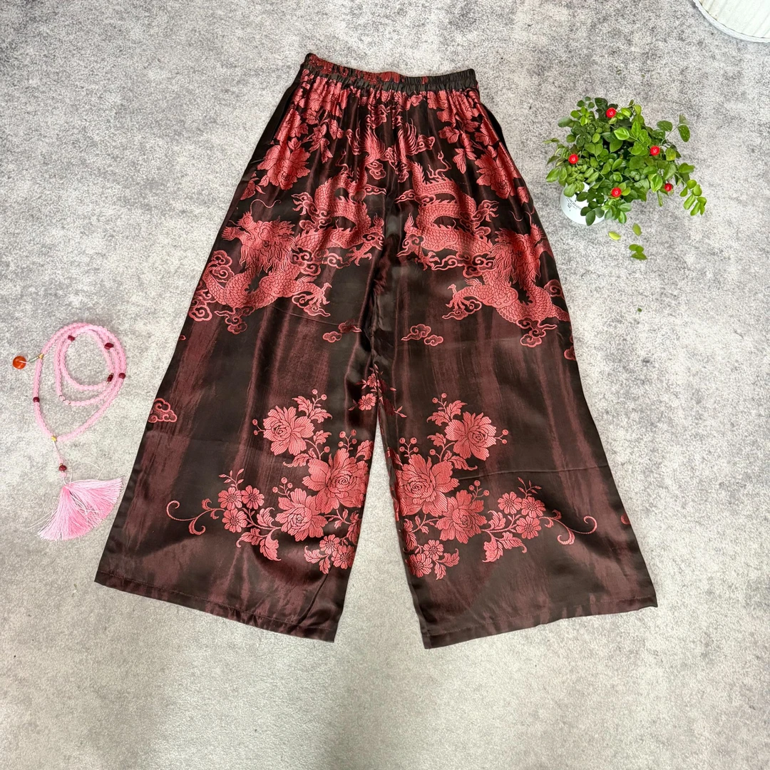 【古董面料-阔腿裤】老软缎休闲阔腿裤（看主播报号，不要看图片色）
