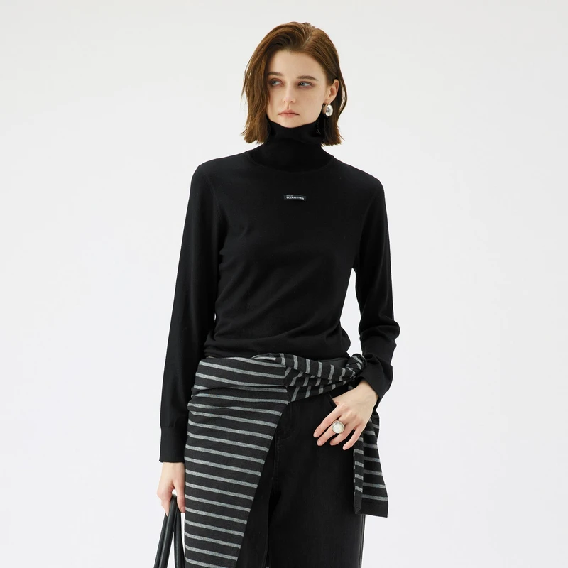 U/TI 极简风纯色系三色保暖百搭显瘦秋冬中高领羊毛针织打底衫