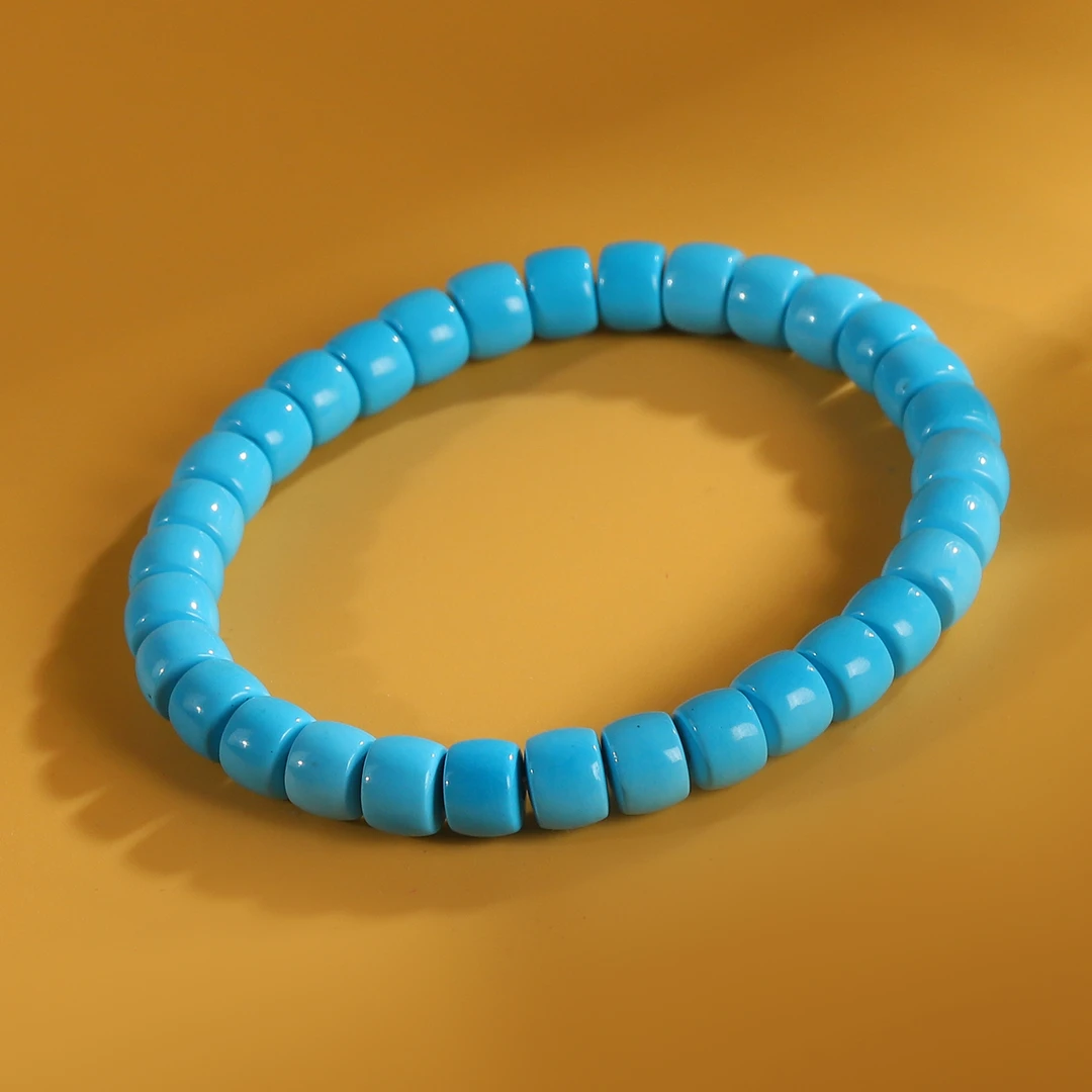 精品瓷高蓝色7mm直切老型珠手串手链单圈散珠配珠配饰diy百搭配件